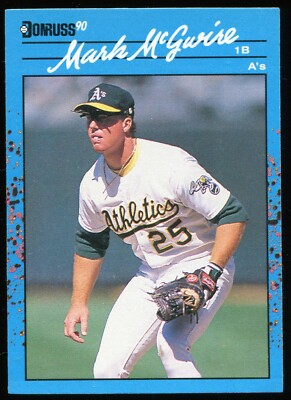 rare 1990 donruss baseball cards 1990 Donruss Baseball MLB RARE Blue #54 Mark McGwire Oakland STL Slugger  Legend