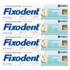 Fixodent Pure Strength Secure Denture Adhesive 2.4oz (Pack of 4)