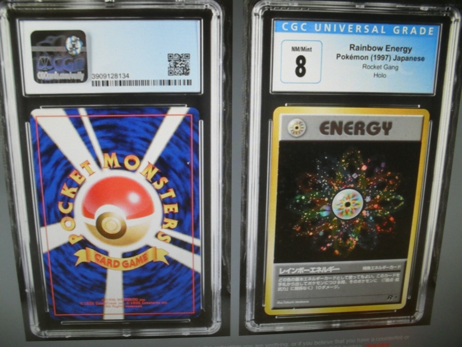 CGC Graded 8 Rainbow Energy Rocket Gang Japanese Holo Rare Pokemon Card