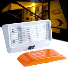 12V Light Fixture LED RV Exterior Porch Utility Light w/switch Clear/Amber Lens