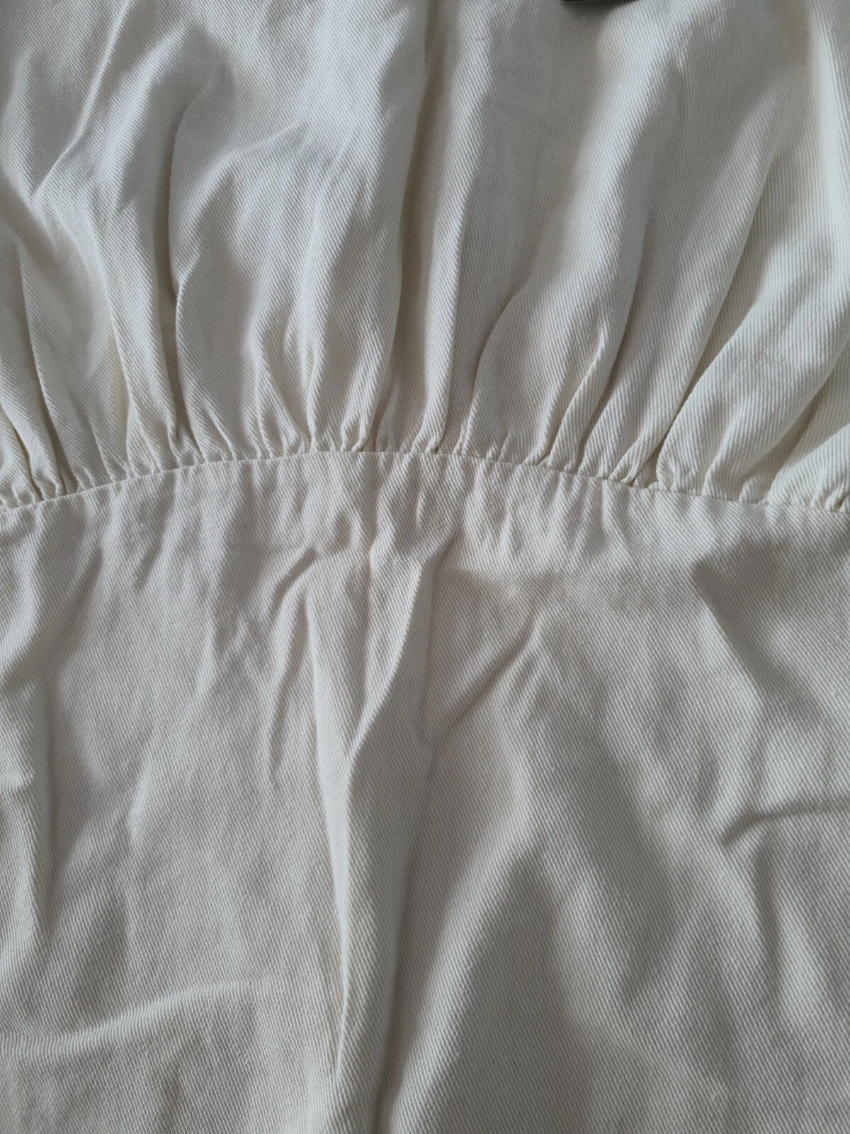 OFF WHITE Mini abito Misspap denim dettagli raccolti bianco sporco taglia 10