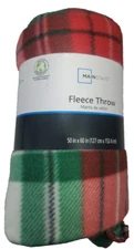 Mainstays Fleece Throw Blanket 50" x 60" Holiday Plaid NEW