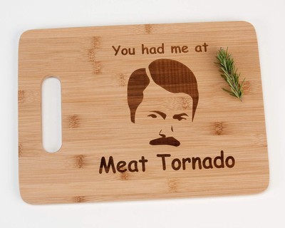 Ron Swanson You Had Me At Meat Tornado Funny Parks And Recreation Engraved Bambo