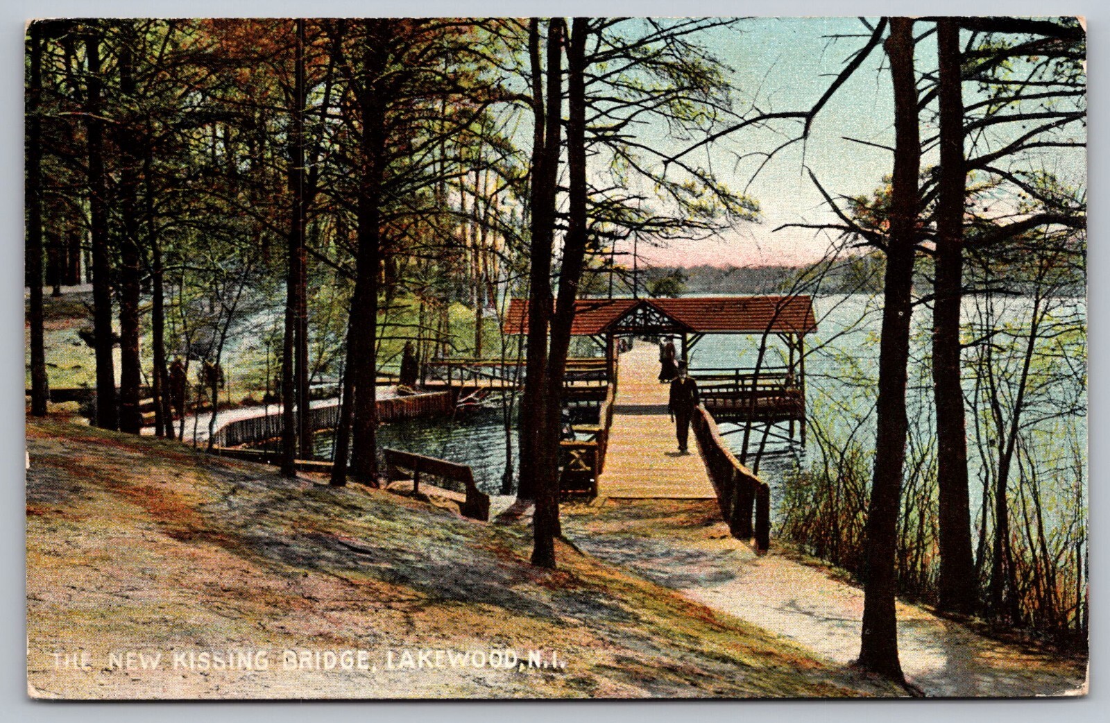 Lakewood NJ New Jersey~Kissing Bridge Lake View c1907 VTG UDB Rotograph Postcard