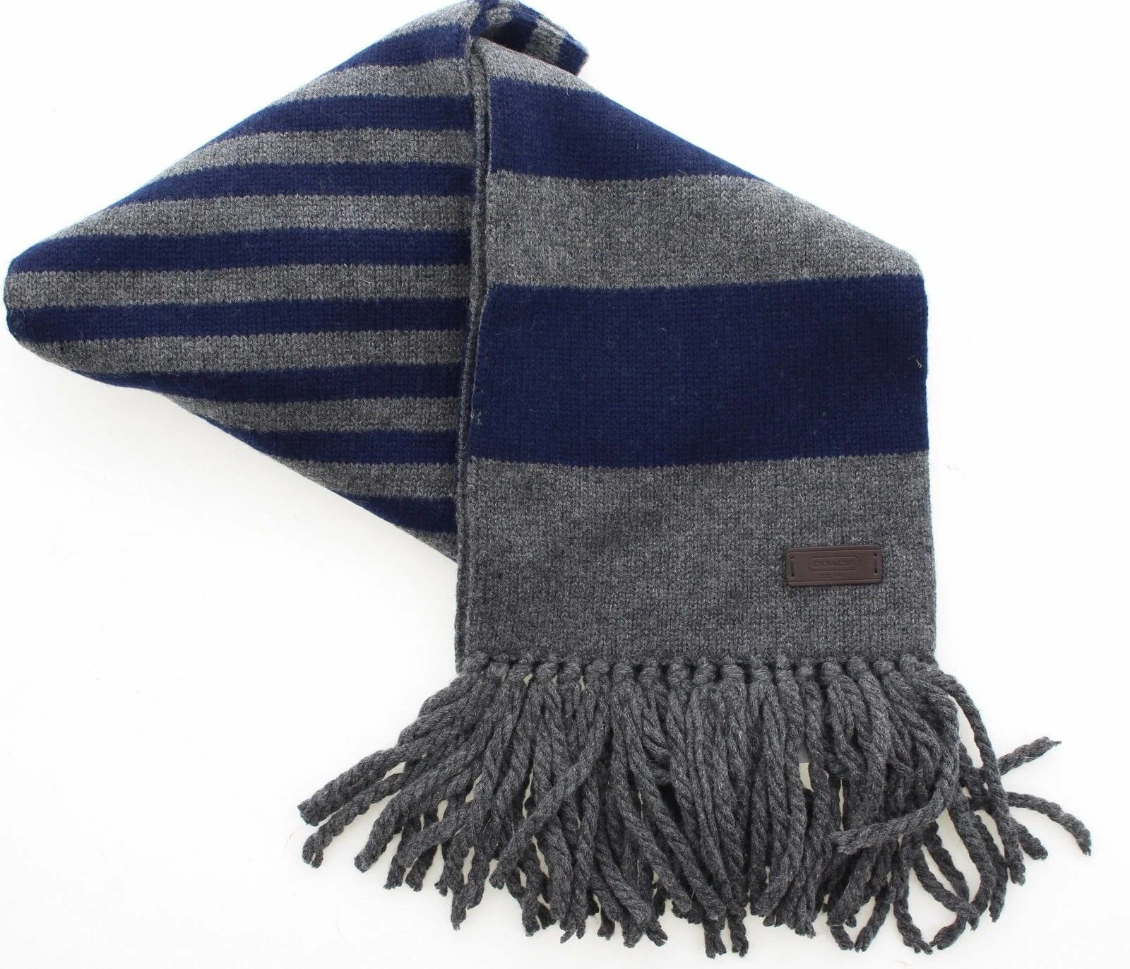Coach Men's Winter Scarf, Wool Cashmere Blend, Striped, Model 83139, MSRP $198