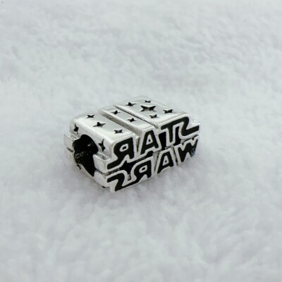 Genuine Pandora 925 Sterling Silver Charm STAR WARS Silver Logo Charm