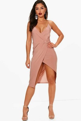 boohoo slinky wrap dress