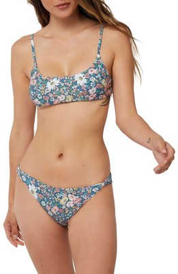 O'Neill Women's Modern Eliza Ditsy  Floral Print Bikini Bottoms Blue Size L NWT