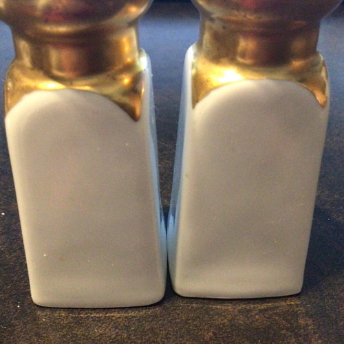 Hutschenreuther Salt and Pepper Shakers Bavaria Porcelain Monogram N Gold White - Picture 11 of 11