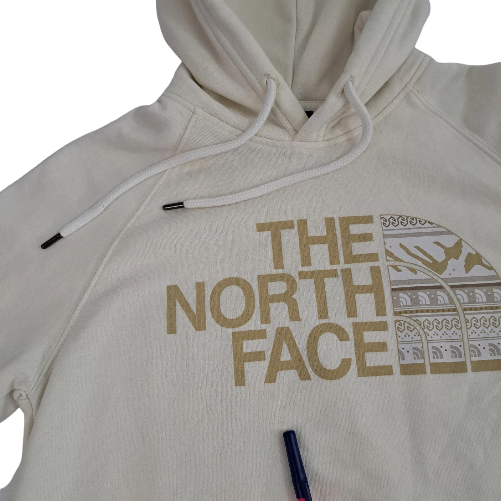 OFF WHITE Felpa con cappuccio North Face donna piccola avorio morbida felpa logo nordico pullover