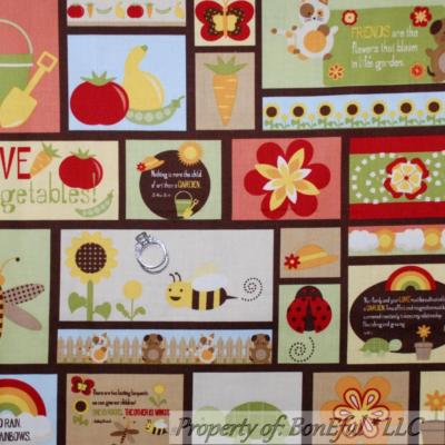 BonEful Fabric FQ Cotton Quilt Block Patchwork Garden Flower Bug Bee Vegetable L