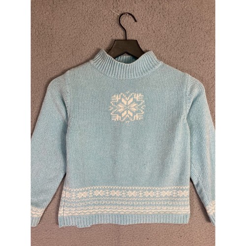GAP Girls M Blue Snowflake Pullover Sweater Winter Casual - Picture 4 of 6
