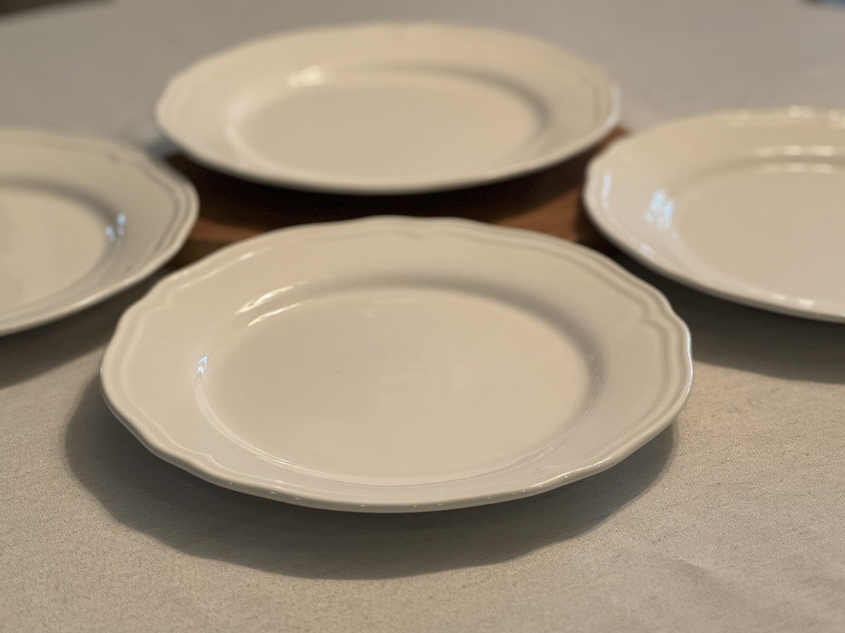 IKEA 15541 Arv White Stoneware Dinner Plates 11”Discontinued Set