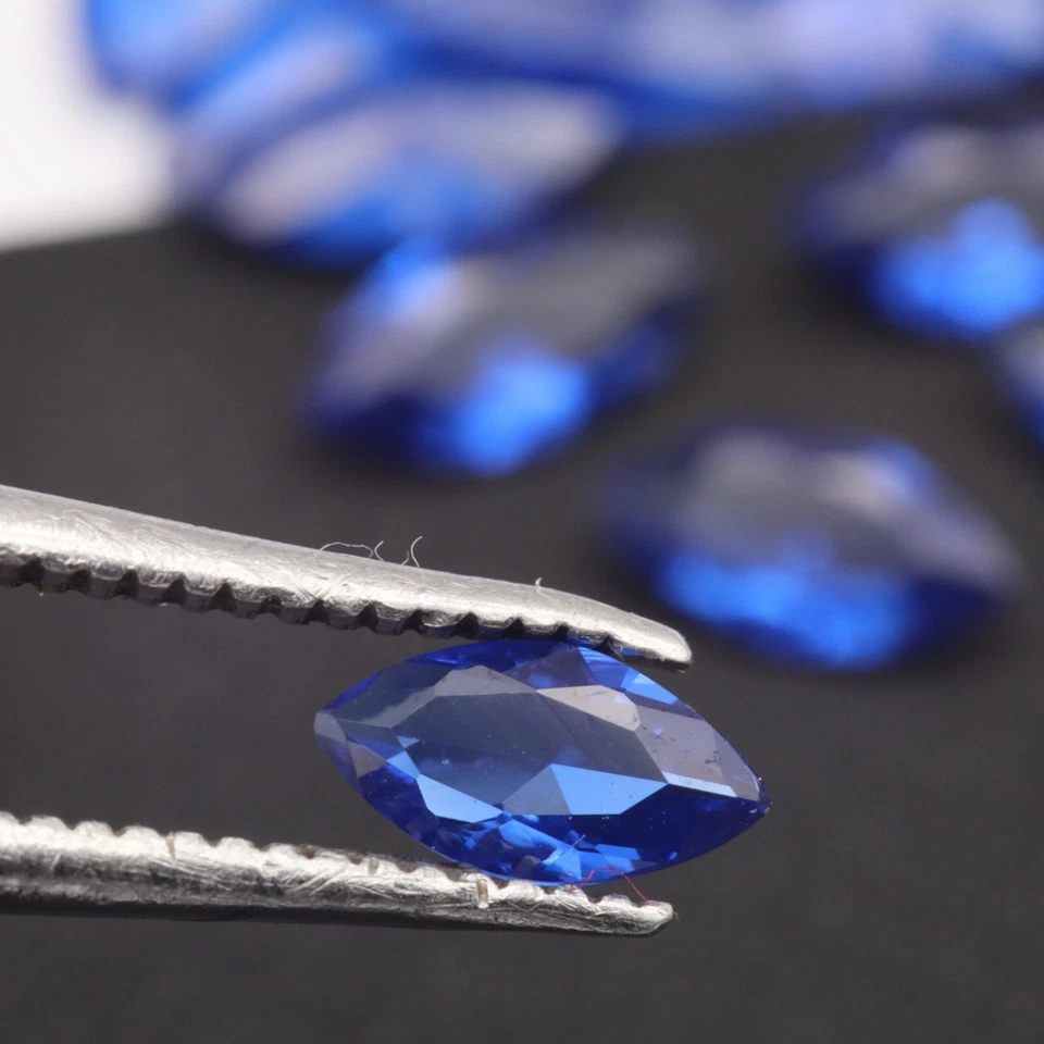 Marquise Sapphire Blue Very Dark Nano Crystal Heat Resistant Synthetic Lab Stone - Image 3 of 4