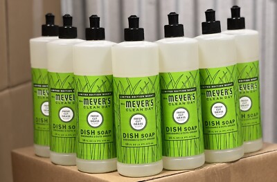 Mrs Meyer's Clean Day Dish Soap, Fresh Cut Grass Scent, 16 Ounce Bottle, 16-Pack
