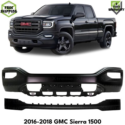 Front Bumper Paintable Steel & Valance Textured For 2016-2018 GMC Sierra 1500