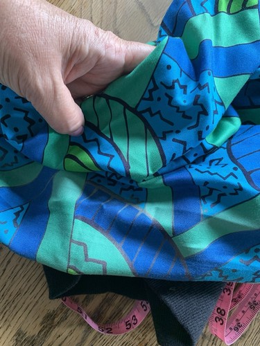 Vtg 80s Private Club Top Skirt Set Multicolor Lg Green Blue Rayon Retro - Picture 15 of 15