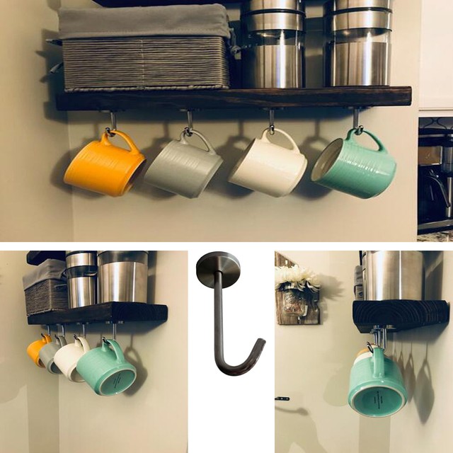 2 pack Metal Under Shelf Mug Rack Holder Hook Kitchen Cupboard Storage