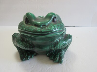 Vintage ARNELS Dark Green Large Ceramic Pottery Garden Decor FROG
