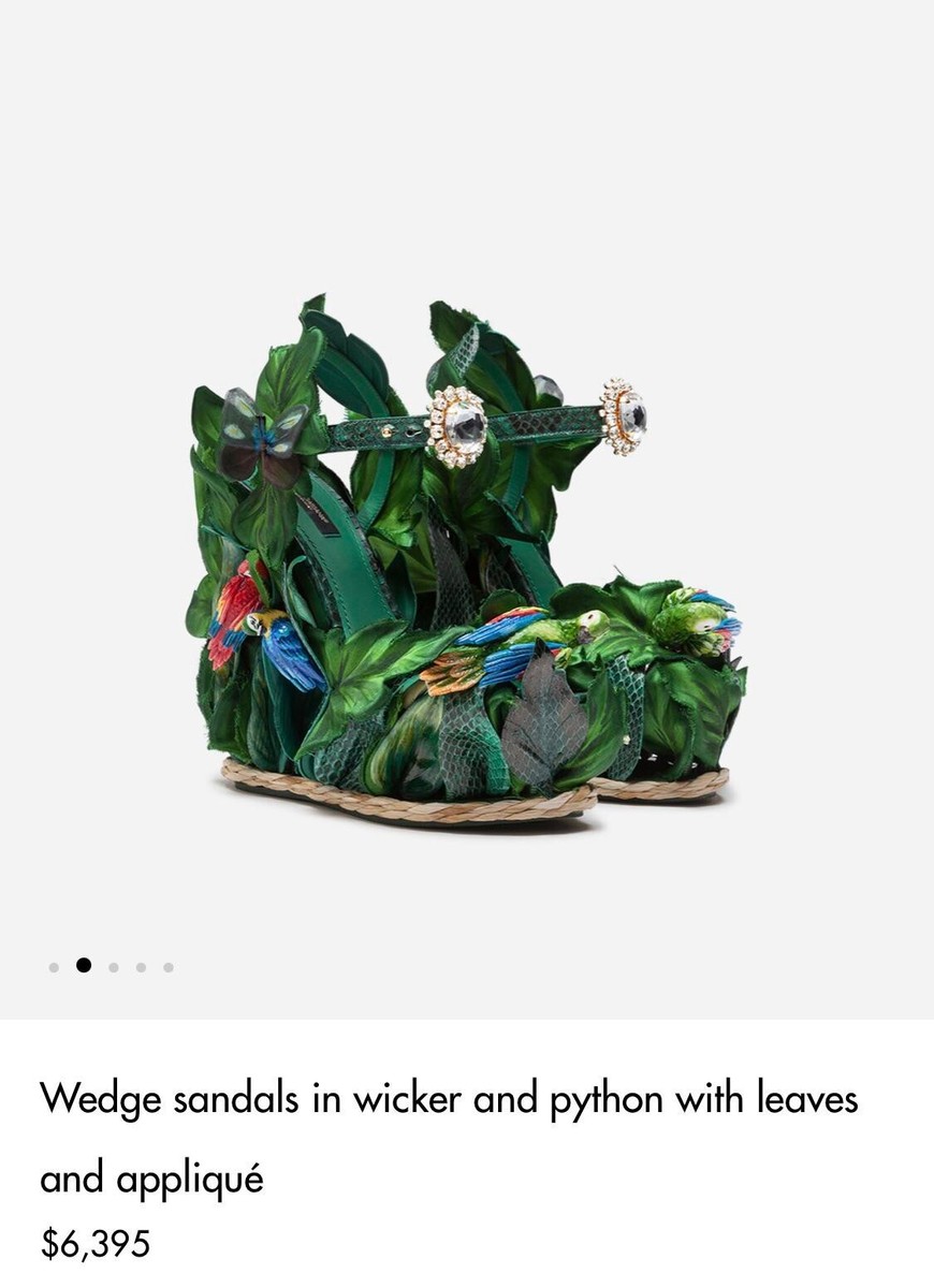 ドルガバパンプス38 Dolce & Gabbana Jungle Parrot High Heel Wedge Sandals (IT 38, US8