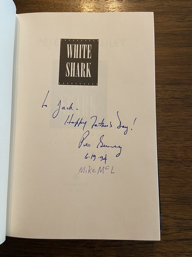 SIGNED White Shark By Peter Benchley (Jaws) 1st Printing 1st Edition 1994 HCDJ - Imagen 2 de 12