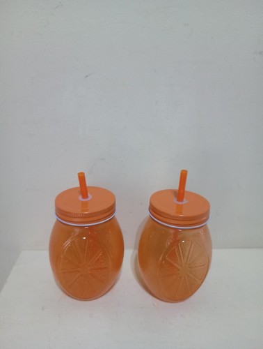 2 X Tesco Orange Shaped Glass Drinking Jar 450ml - 第 1/5 張圖片