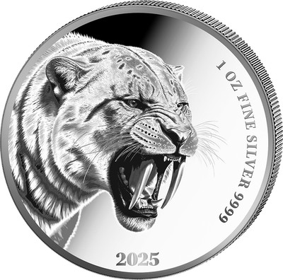 1 Unze Silber Ice Age Säbelzahntiger 2025 (Auflage: 5.000 | Polierte Platte)