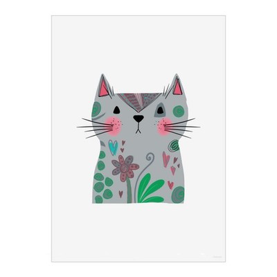 Wandbild Poster Druck ''Funky Cat'' - ungerahmtes Kunstwerk für Wohnkultur (PP053179)