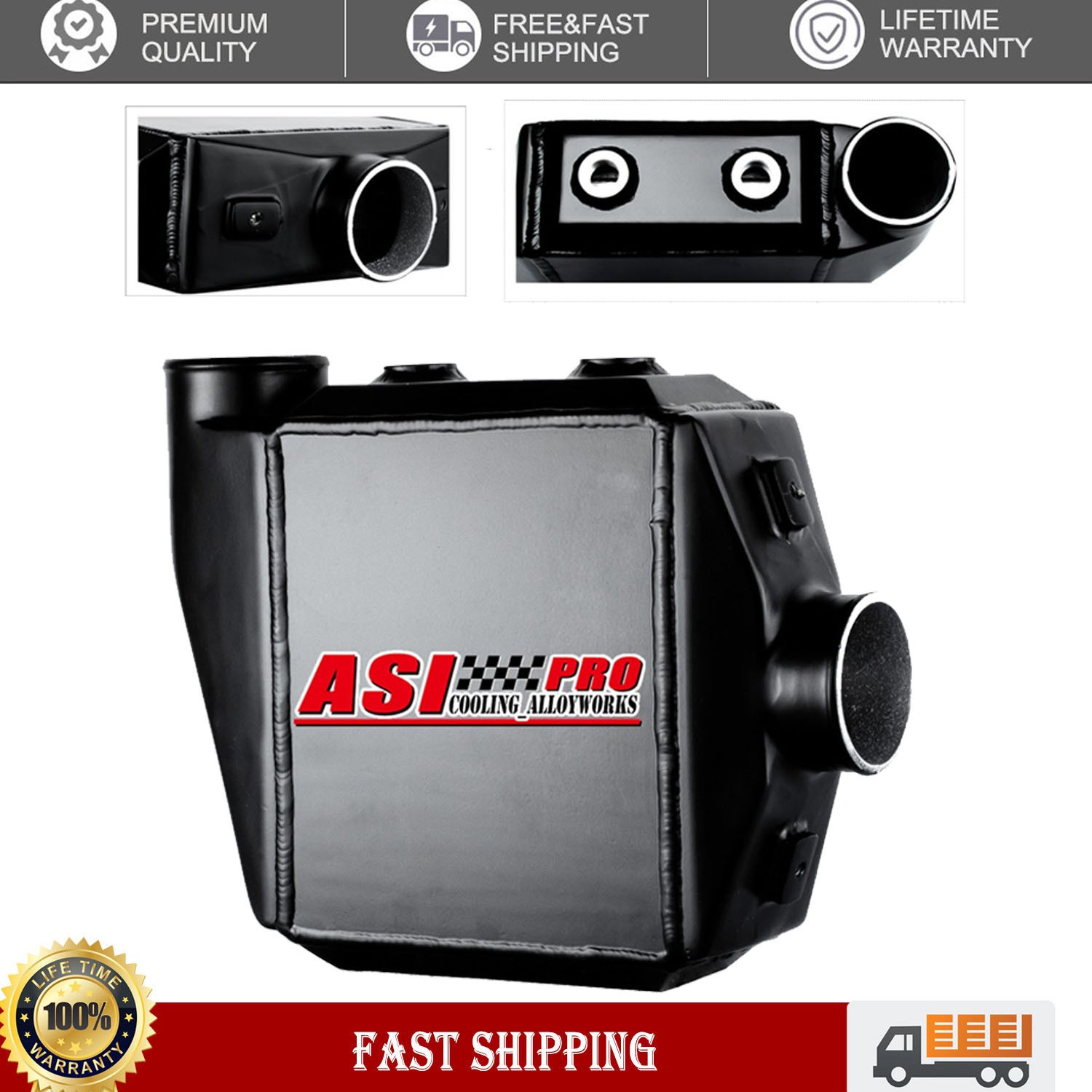 Black Aluminum Liquid Water To Air Intercooler 9.05