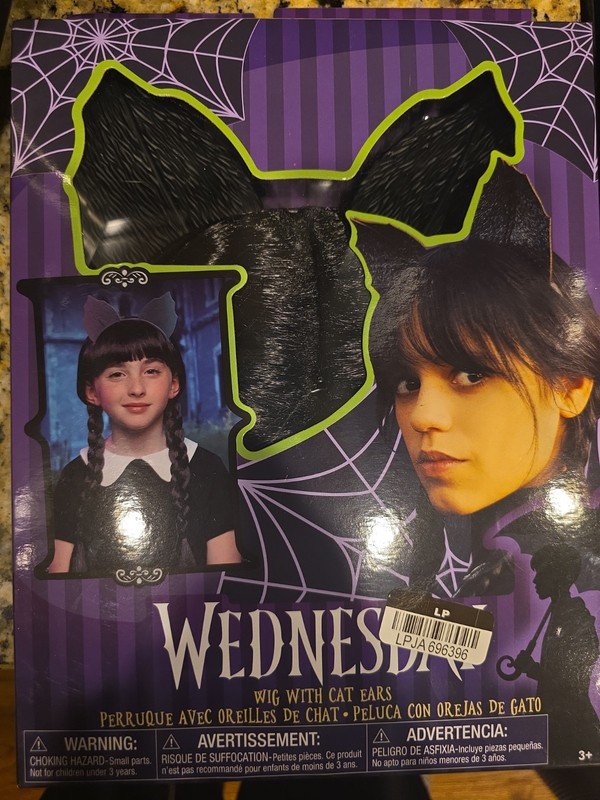 Wednesday Series Wig and Cat Ears - (Children's) New