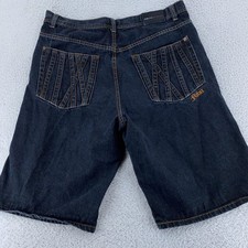 Fubu The Collection Baggy Denim Shorts Mens ACTUAL 38x13 Jean Embroidered Loose
