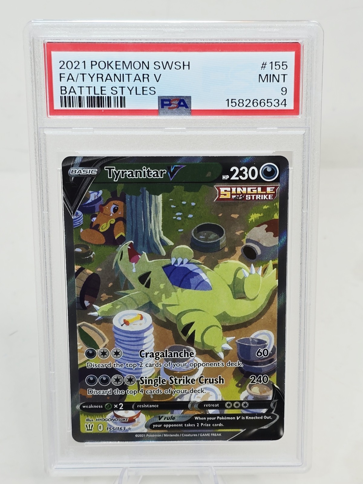 Tyranitar V (Alternate Full Art) 155/163 Swsh05: Battle Styles Holo PSA 9