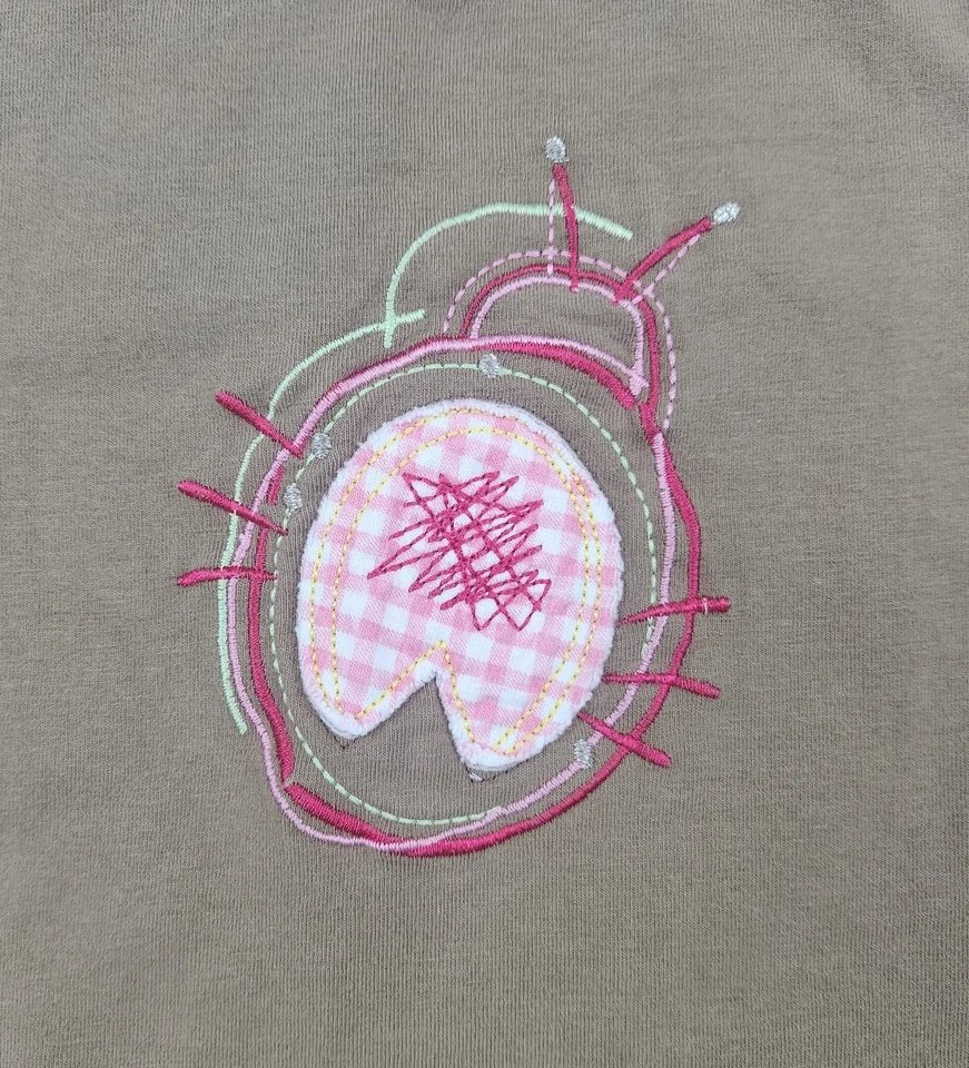 Y2K Faded Glory Girls Ruffle Trim Long Sleeve Top with Pink Gingham Bug – Size 6 - Image 4 of 4