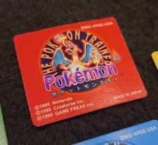 Pokemon Pocket Monsters Red Game Boy Replacement Label Sticker
