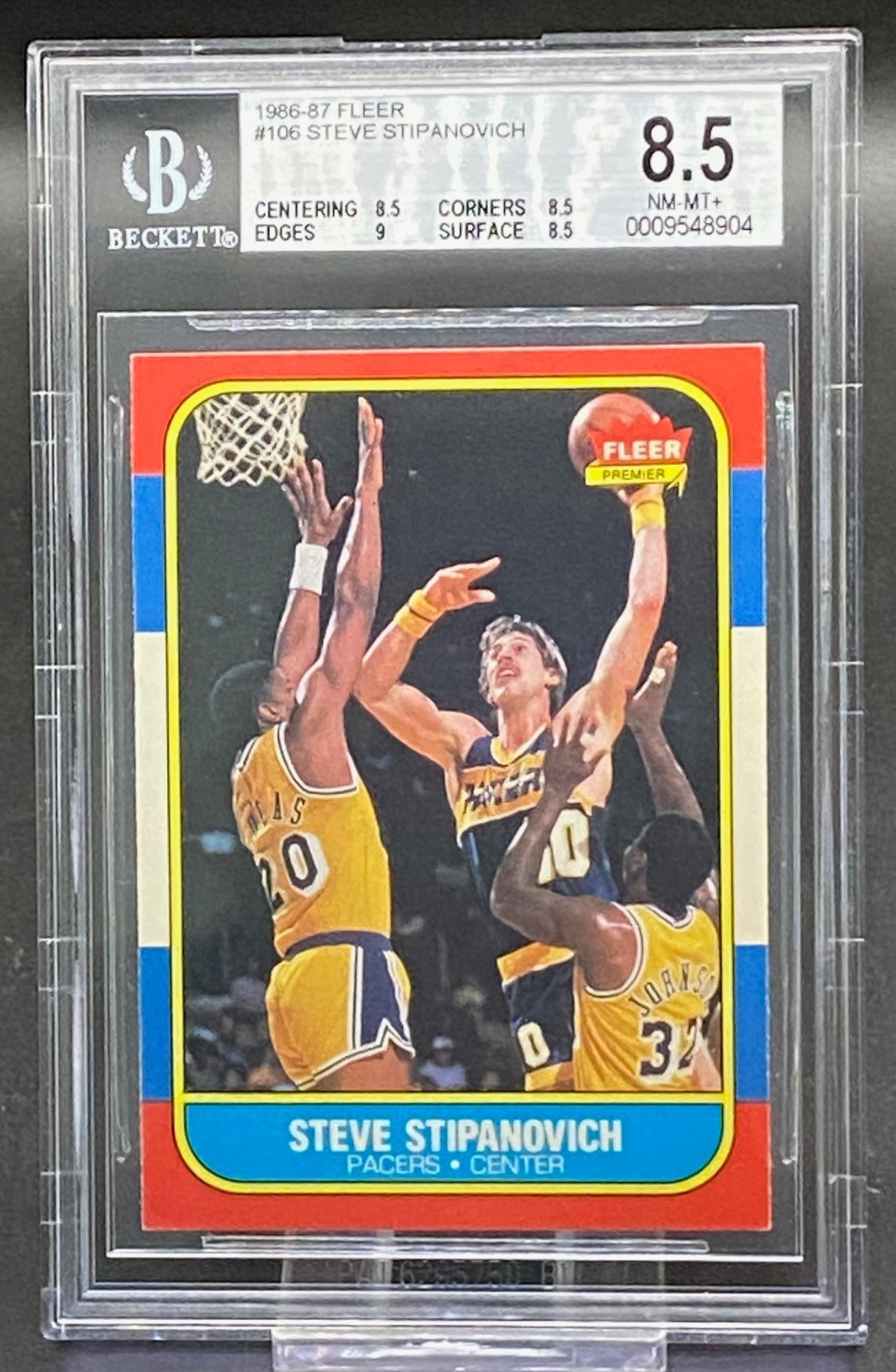 1986-87 FLEER STEVE STIPANOVICH PACERS GRADED BGS 8.5 # 106