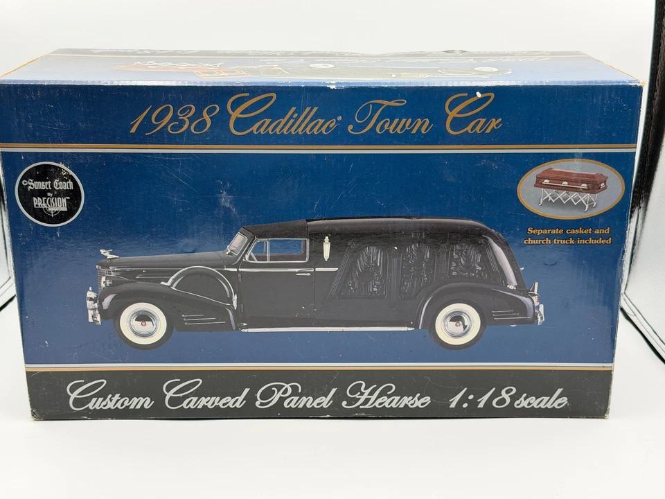 Precision Miniatures 1938 Cadillac Town Car Custom Carved Panel Hearse, 1:18 - Image 2 of 4