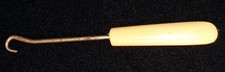 Antique 4" Celluloid-Handle Hook for Pulling Buttons on Shoes