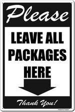 Please Leave All Packages Here Arrow Down Thank Tin Metal Signs Home D cor 8X 12