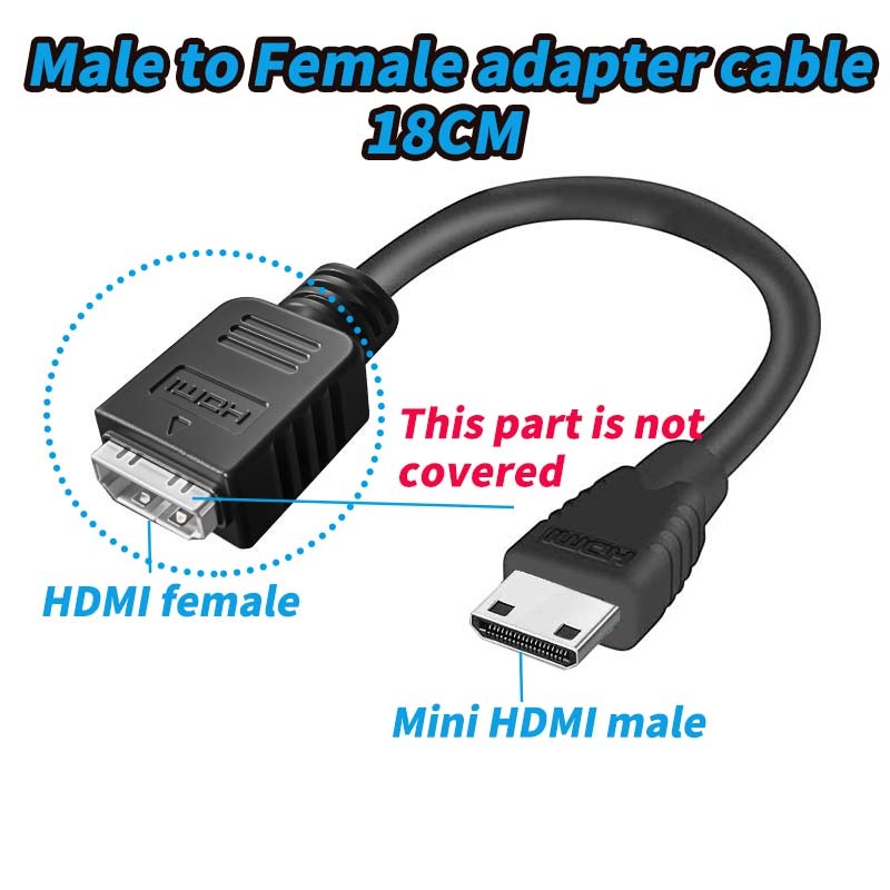 Mini HDMI to HDMI2.0 Adapter Male to Female Short Cable 4K 60Hz Video Converter 
