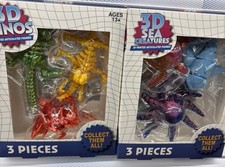 3D SEA CREATURES Articulated 3-Figure Set Dinosaur Turtle Octopus 13 
