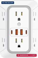 Outlet Extender, Multi Plug Wall Outlet with 6 AC Outlets and 4 USB Ports 2 USB
