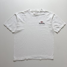Vintage 90s Toyota Shirt Size Large White Embroidered Logo Short Sleeve Rare