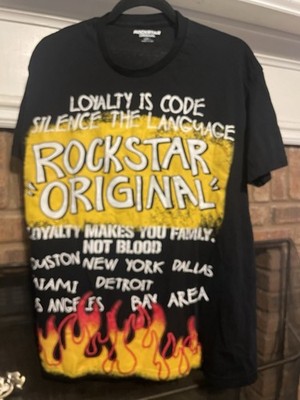 Rockstar Original Loyalty Huge Graphic T Shirt Sz Large Black Flame Made In USA