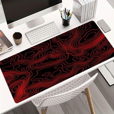 40 90cm Large Gaming Mouse Pad with Bold Red Topographic Lines on Black Backgrou