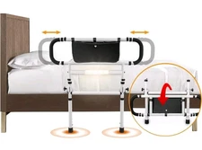 HEPO Bed Rails for Elderly • Adjustable Heights • Extendable Dual Side • Folds