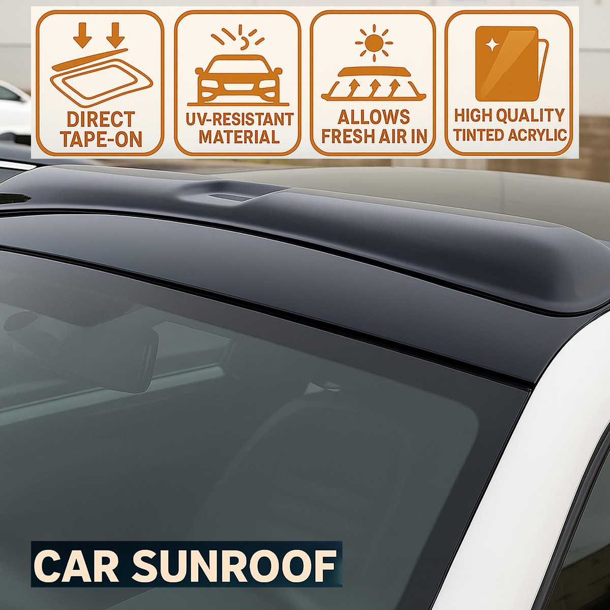 TARPtoTARP ⁡ Valo Shade Sunrise ver.02 Sunroof Moon Shield Visor Type2 980mm Dark Smoke For 95-04 Toyota