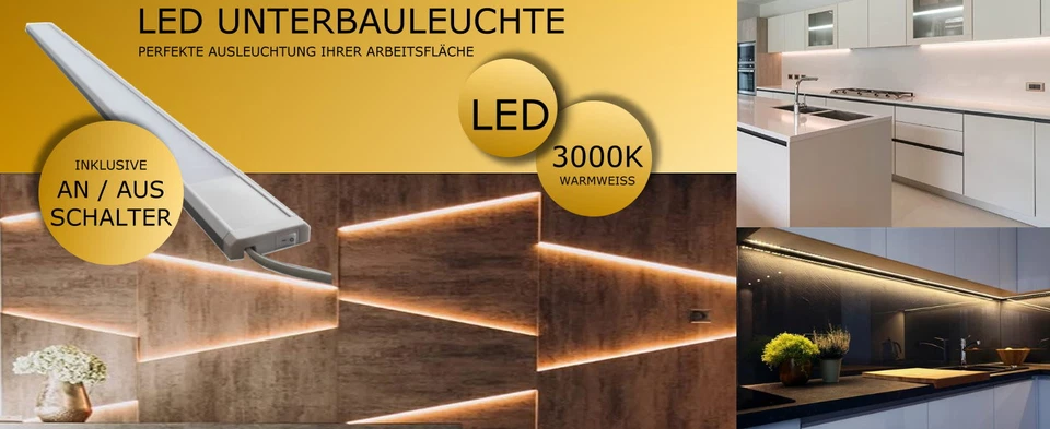 LED Licht Leiste 230V Möbel Unterbauleuchte Küchenlampe Möbelleuchte Lichtleiste - Bild 2 von 4