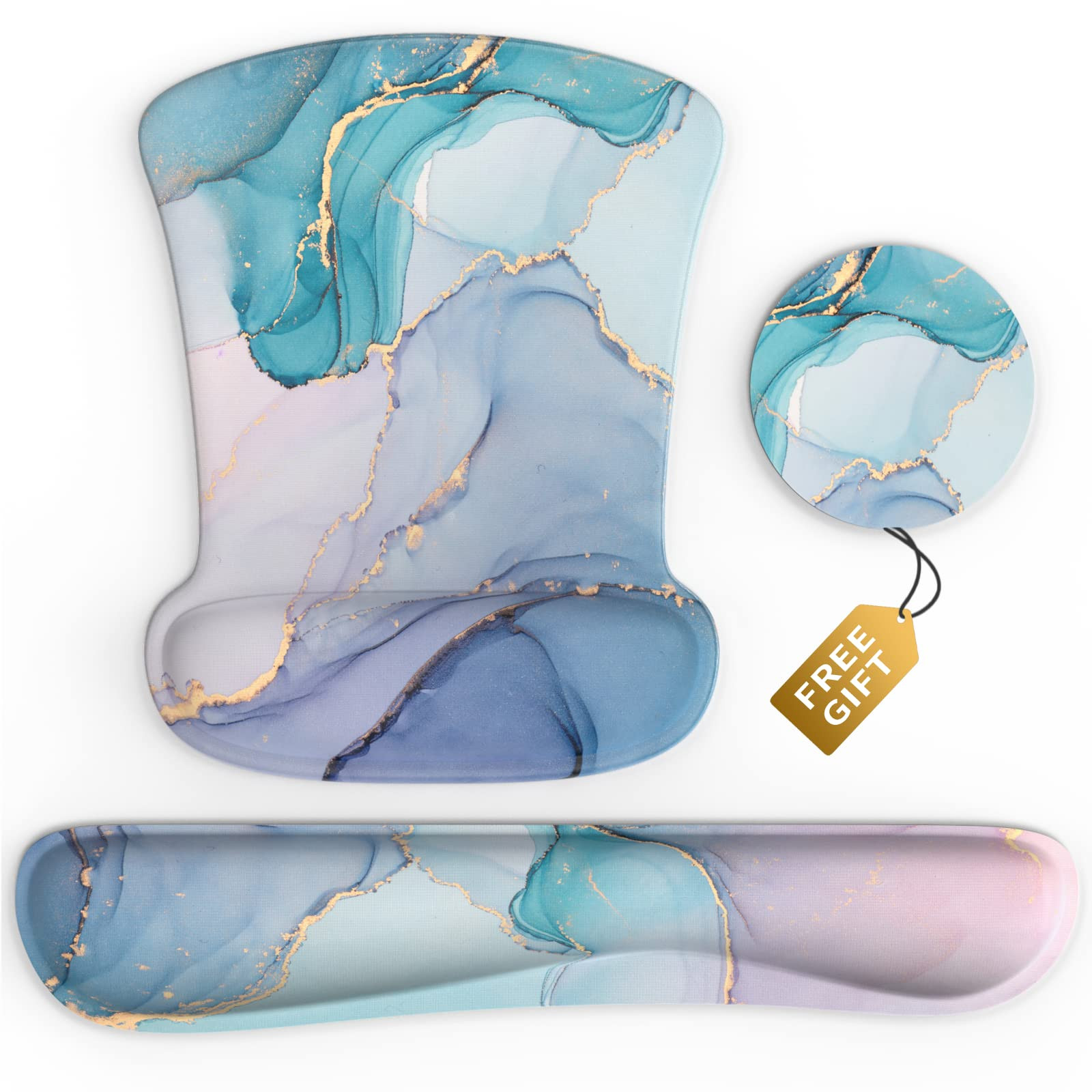 Ergonomic Memory Foam Keyboard and Mouse Wrist Rest Pad Set for Comfort-image