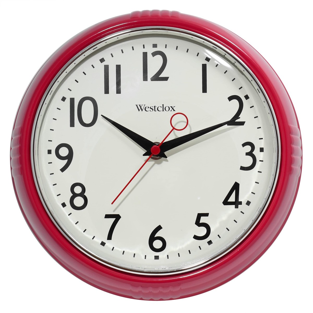 Westclox Retro 1950 Kitchen Wall Clock, 9.5-Inch, Red 9.5