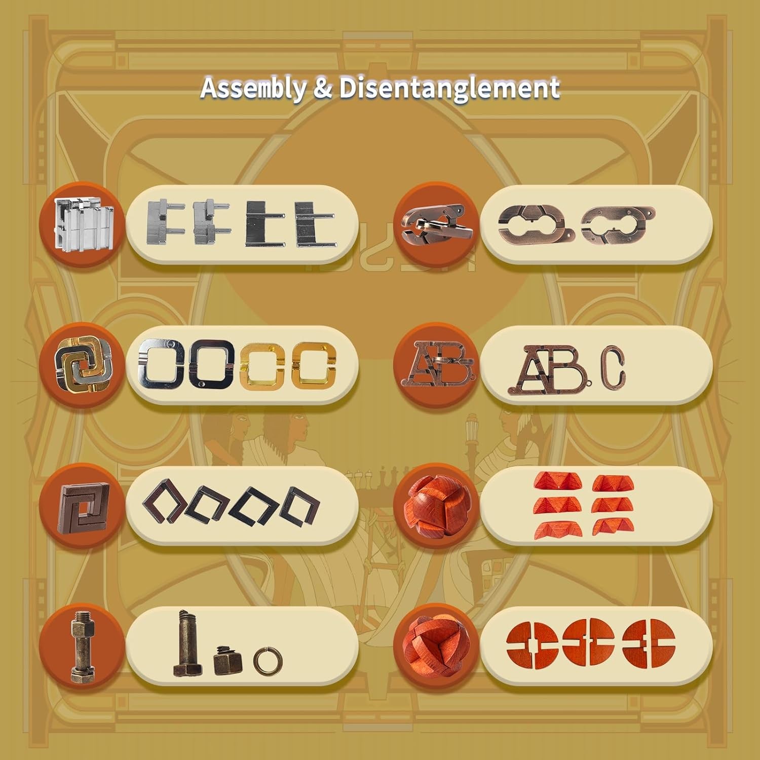 8 Pcs Brain Teaser Puzzles Favor Educational Toys Mind Ancient... 